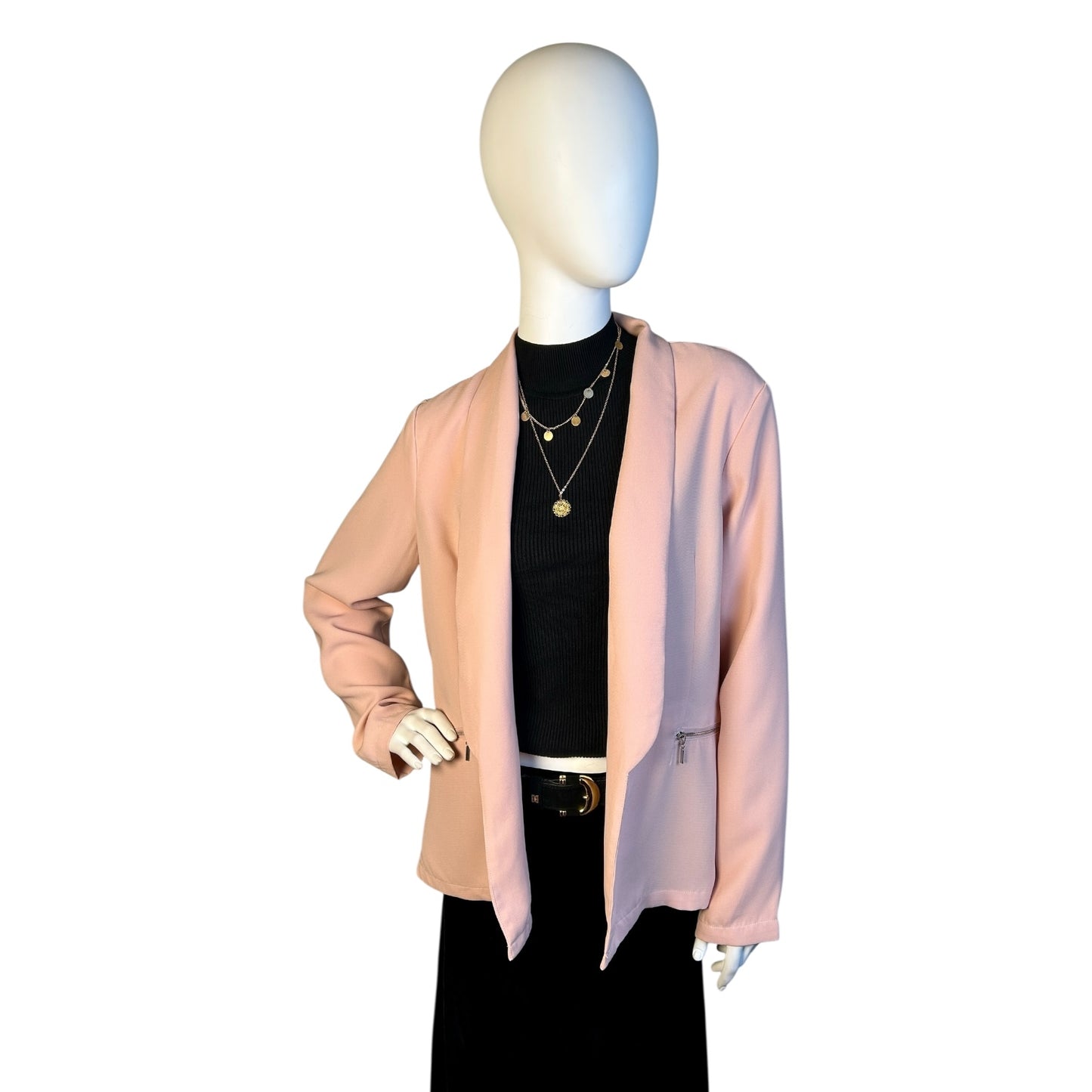 Blazer Rosa Palo con Cierre Decorativo - Luna Indomita