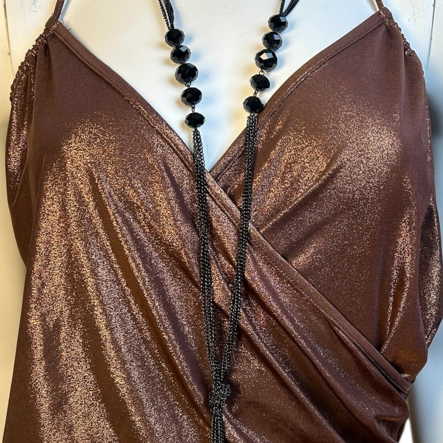 Polera Halter Bronce Metalizado