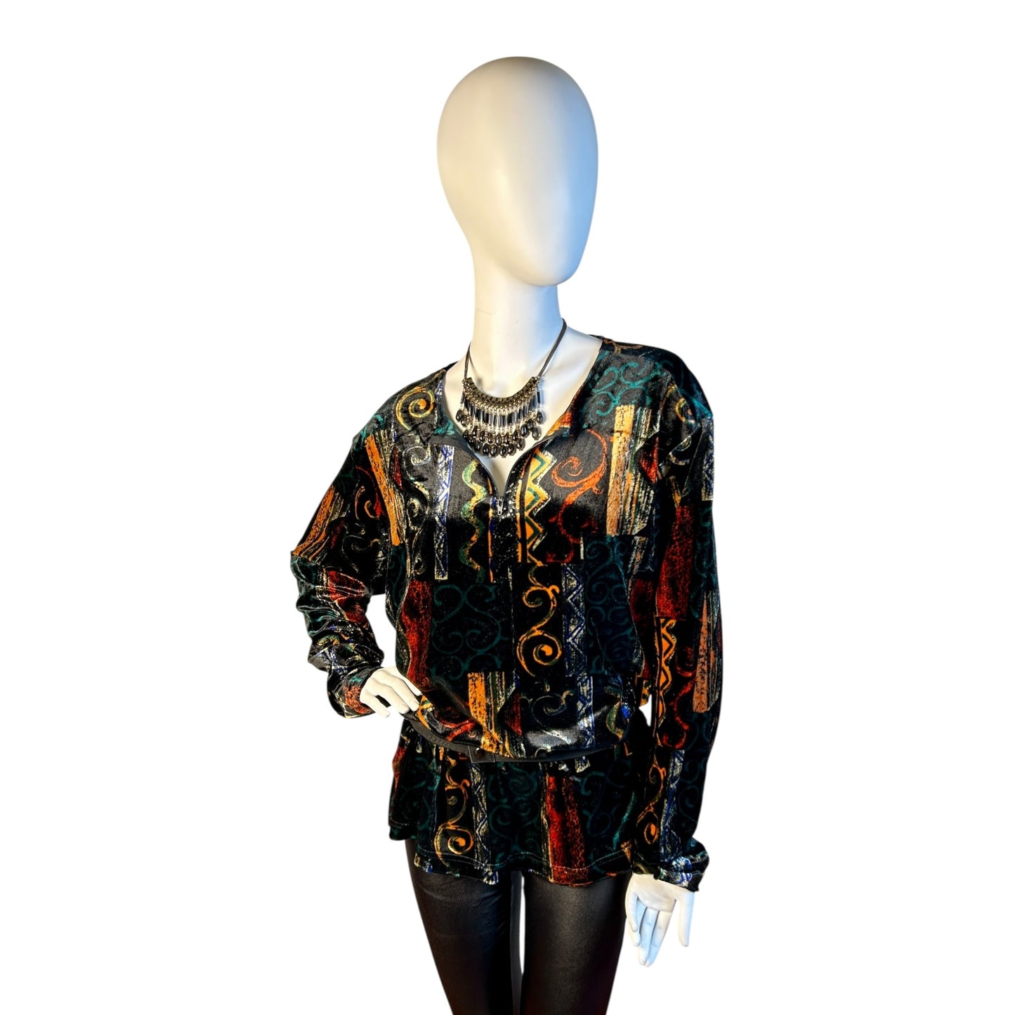 Blusa Terciopelo Geométrico Multicolor - Luna Indomita