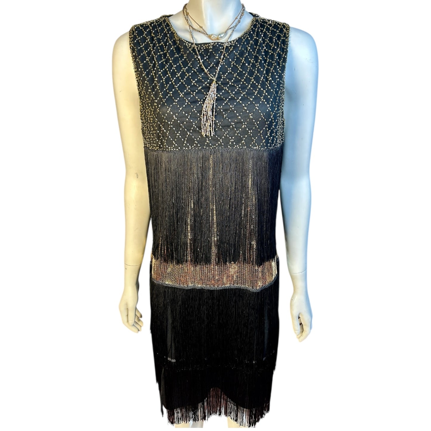 Vestido de Flecos Estilo Años 20 con Brillos