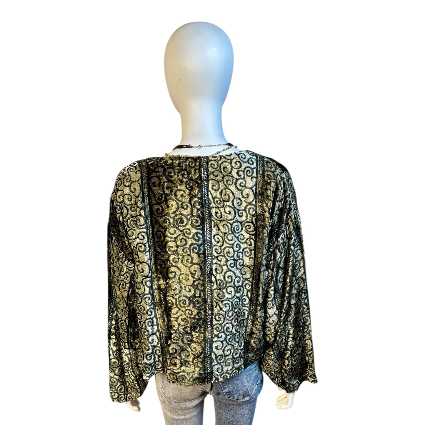 Chaqueta Terciopelo Barroca Verde Olivo con Brillos y Cordones