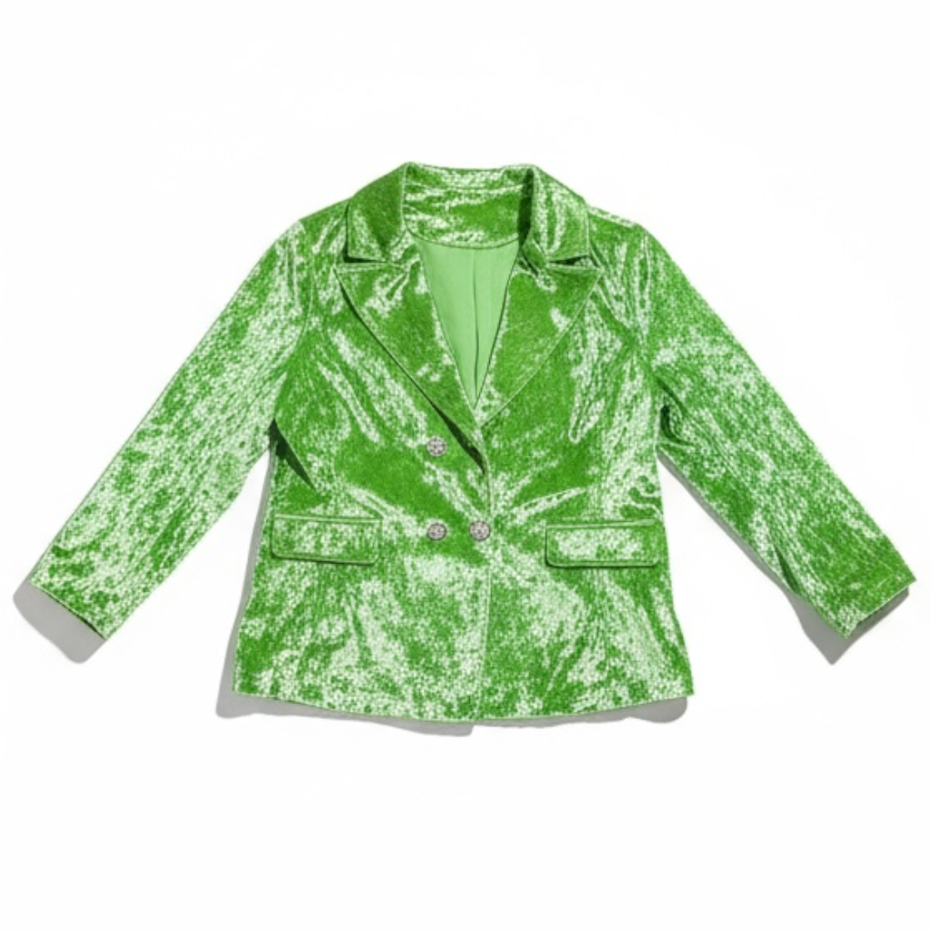 Blazer de Terciopelo Crush Verde Lima - Luna Indomita