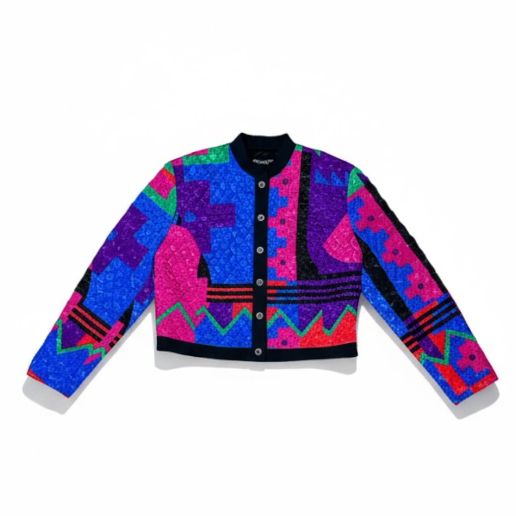 Chaqueta Vintage Acolchada con Estampado Geométrico - Luna Indomita