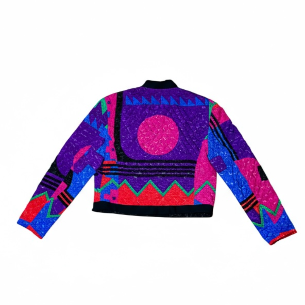 Chaqueta Vintage Acolchada con Estampado Geométrico - Luna Indomita