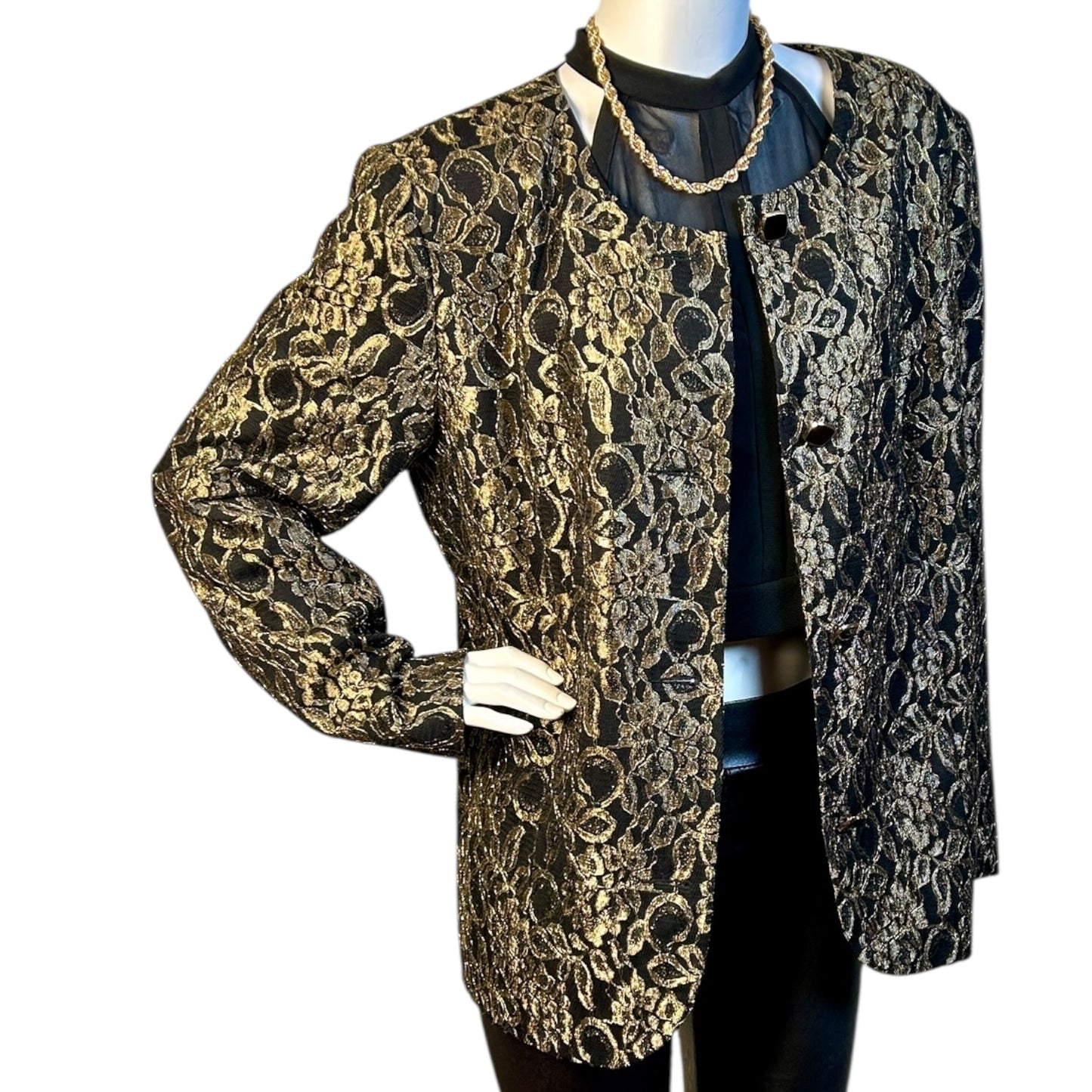 Blazer Negro Dorado Clásico - Luna Indomita