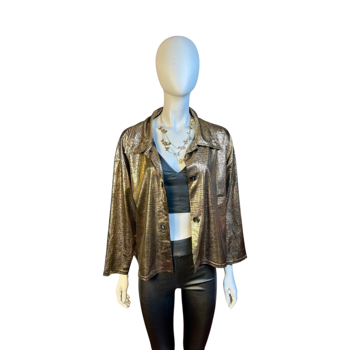 Chaqueta Metálica Oro Envejecido