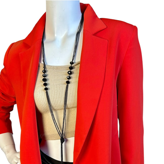 Blazer Roja Fluida con Corte Asimétrico - Luna Indomita