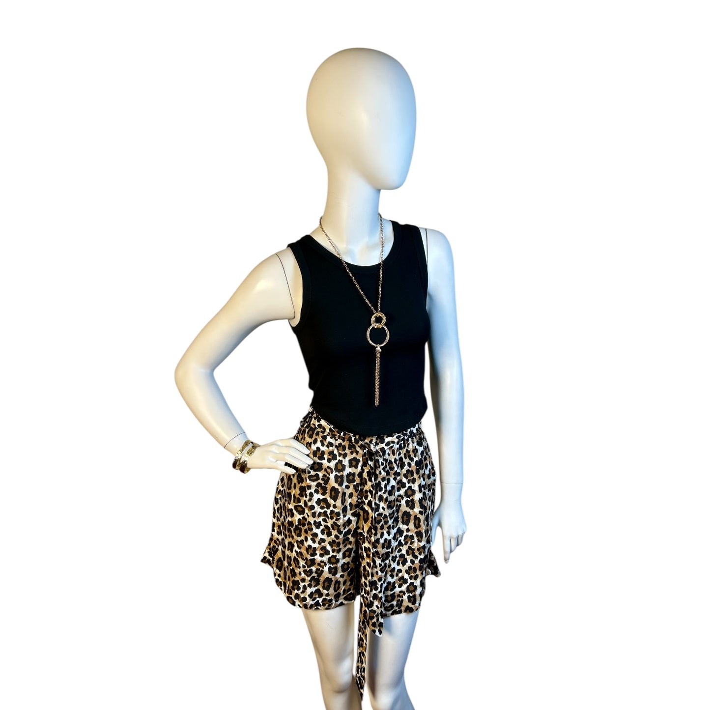 Short Animal Print con Cintura Fruncida