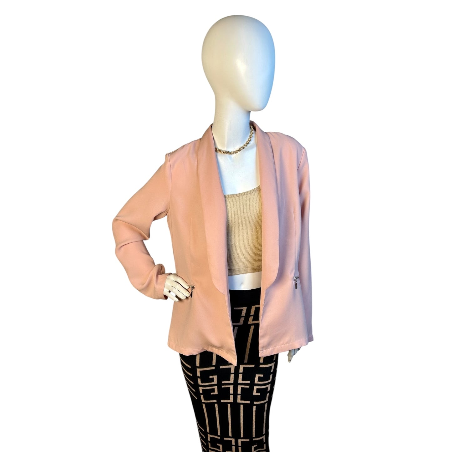 Blazer Rosa Palo con Cierre Decorativo - Luna Indomita