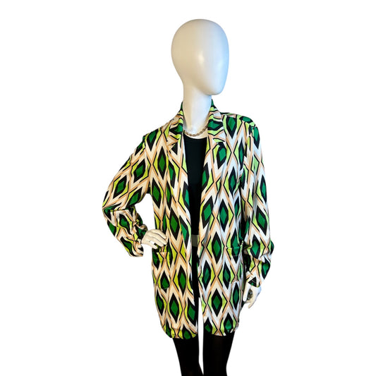Blazer Estampado Geométrico Verde - Luna Indomita
