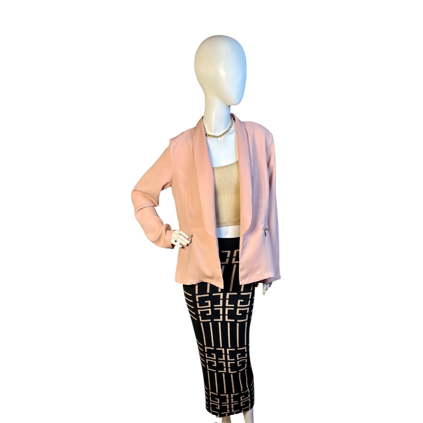 Blazer Rosa Palo con Cierre Decorativo - Luna Indomita