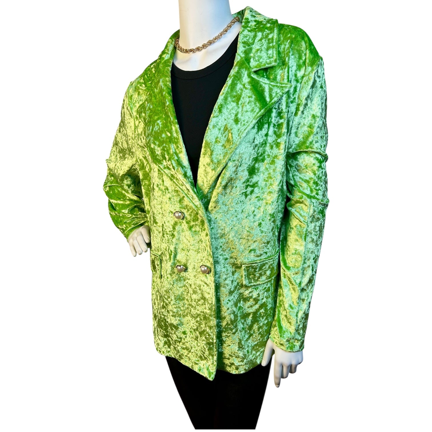 Blazer de Terciopelo Crush Verde Lima - Luna Indomita