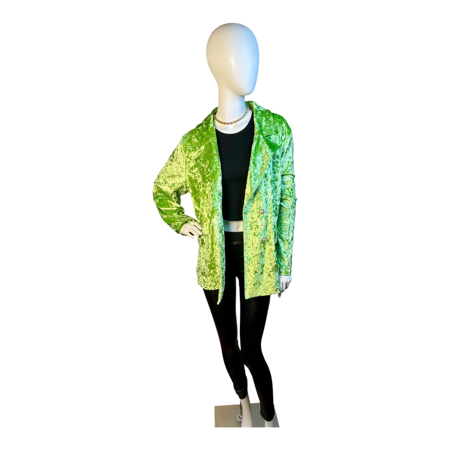 Blazer de Terciopelo Crush Verde Lima - Luna Indomita