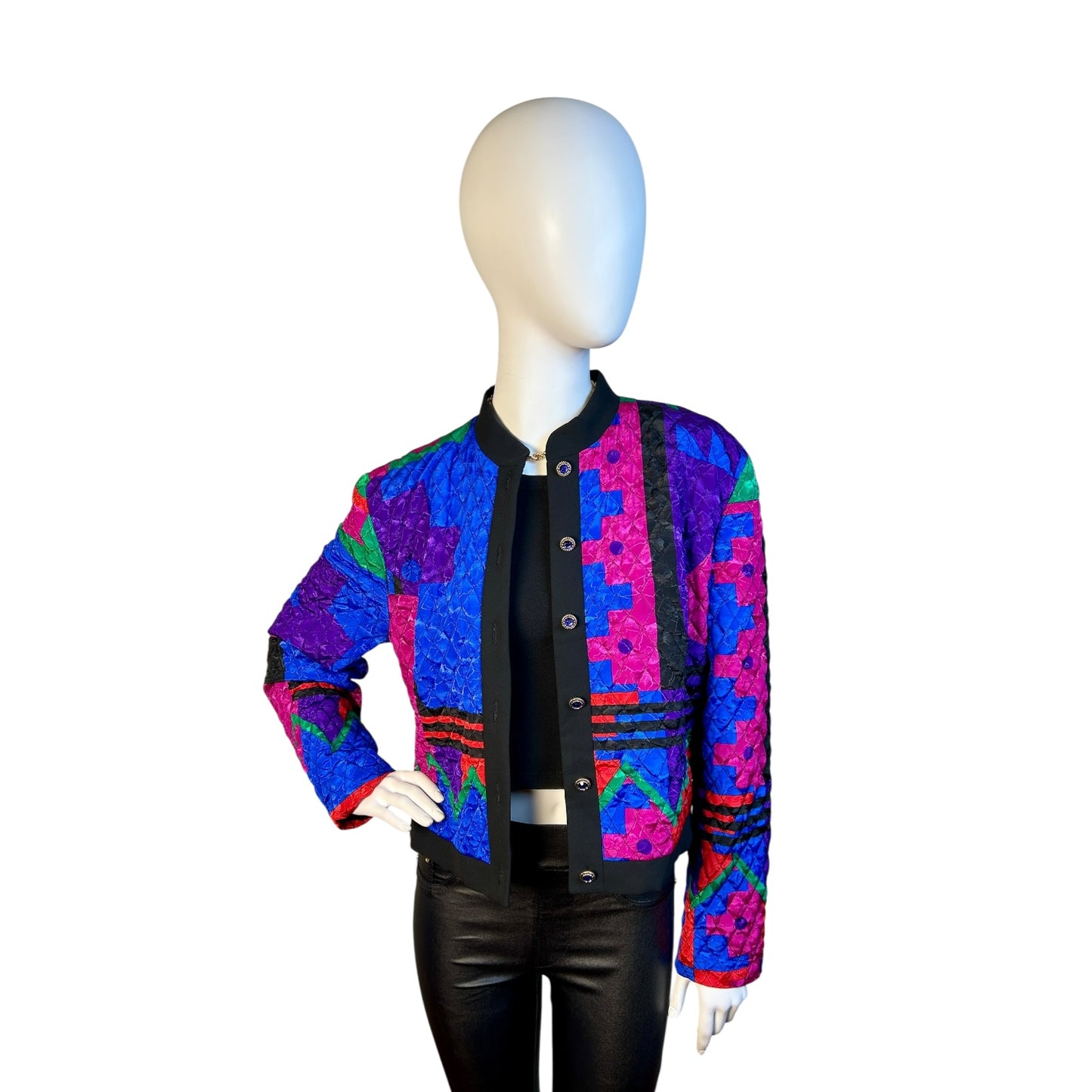 Chaqueta Vintage Acolchada con Estampado Geométrico - Luna Indomita