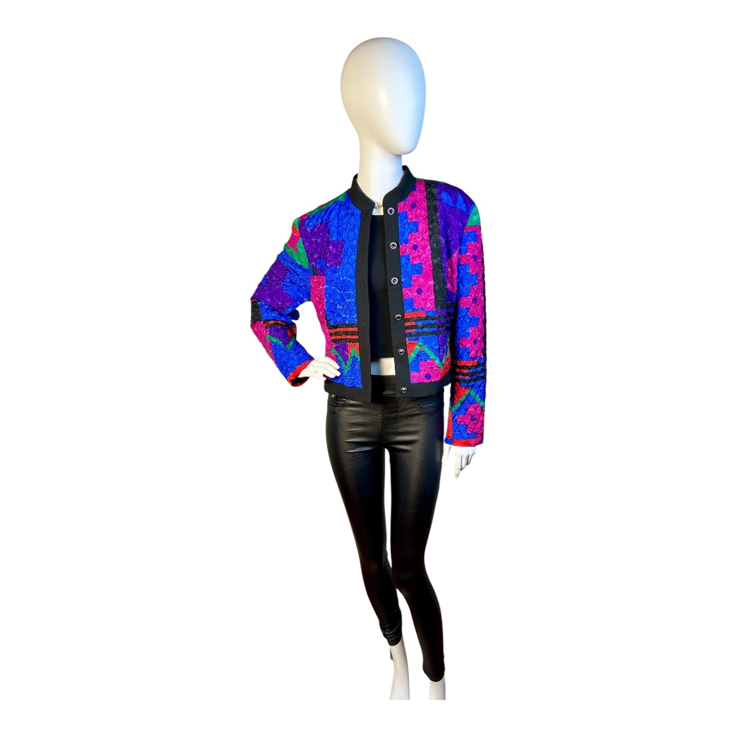 Chaqueta Vintage Acolchada con Estampado Geométrico - Luna Indomita