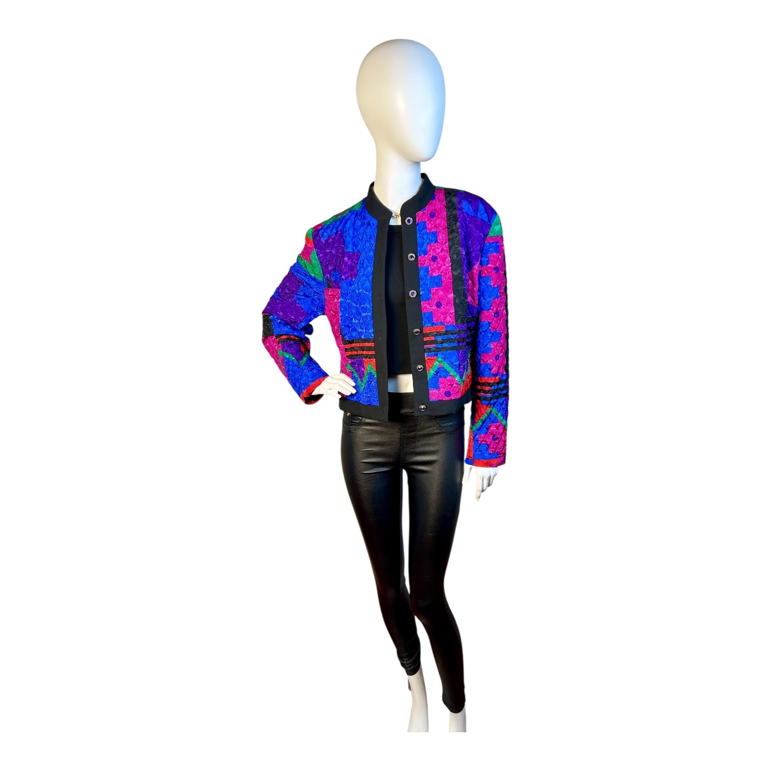 Chaqueta Vintage Acolchada con Estampado Geométrico - Luna Indomita