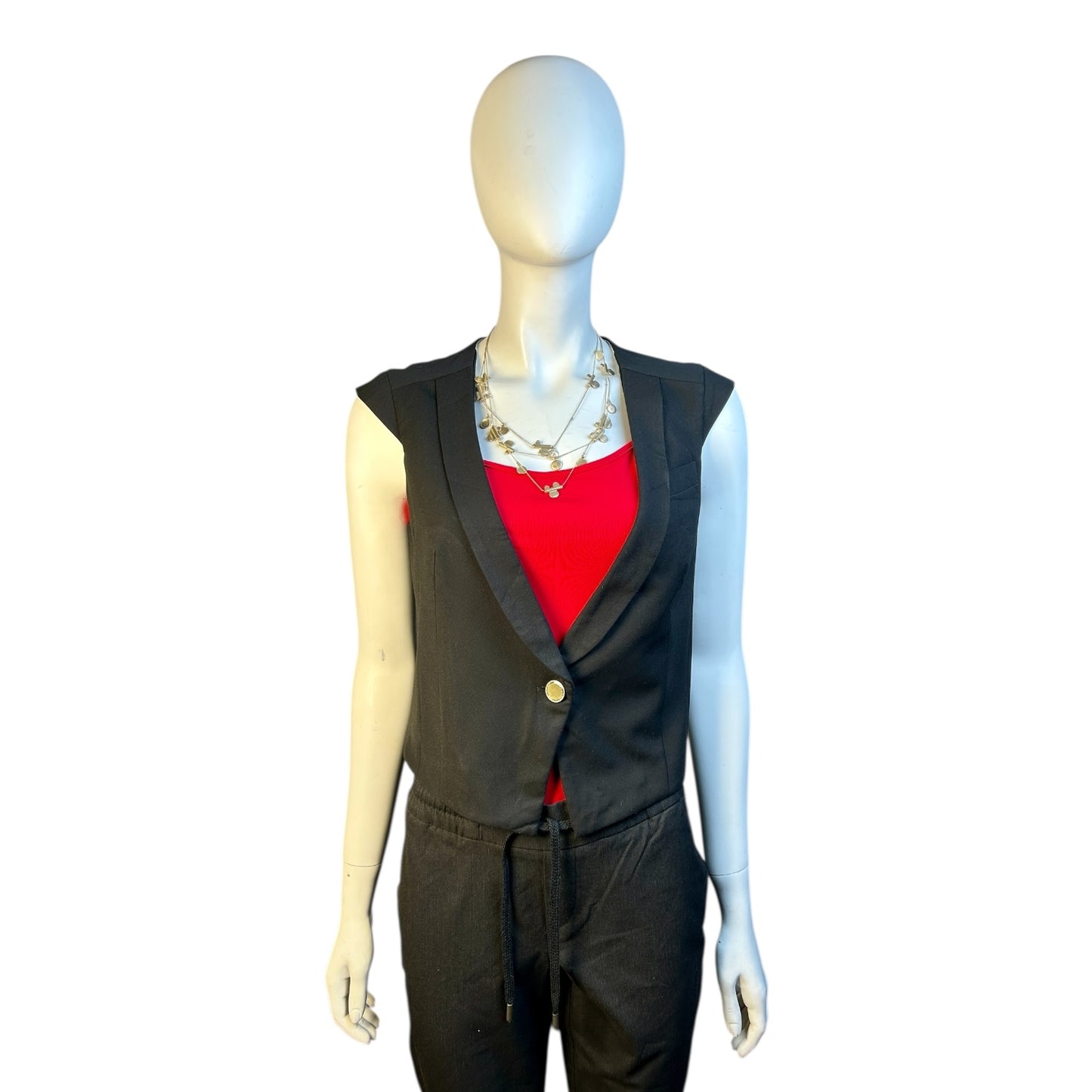 Chaleco Sastre Negro con Botón Dorado