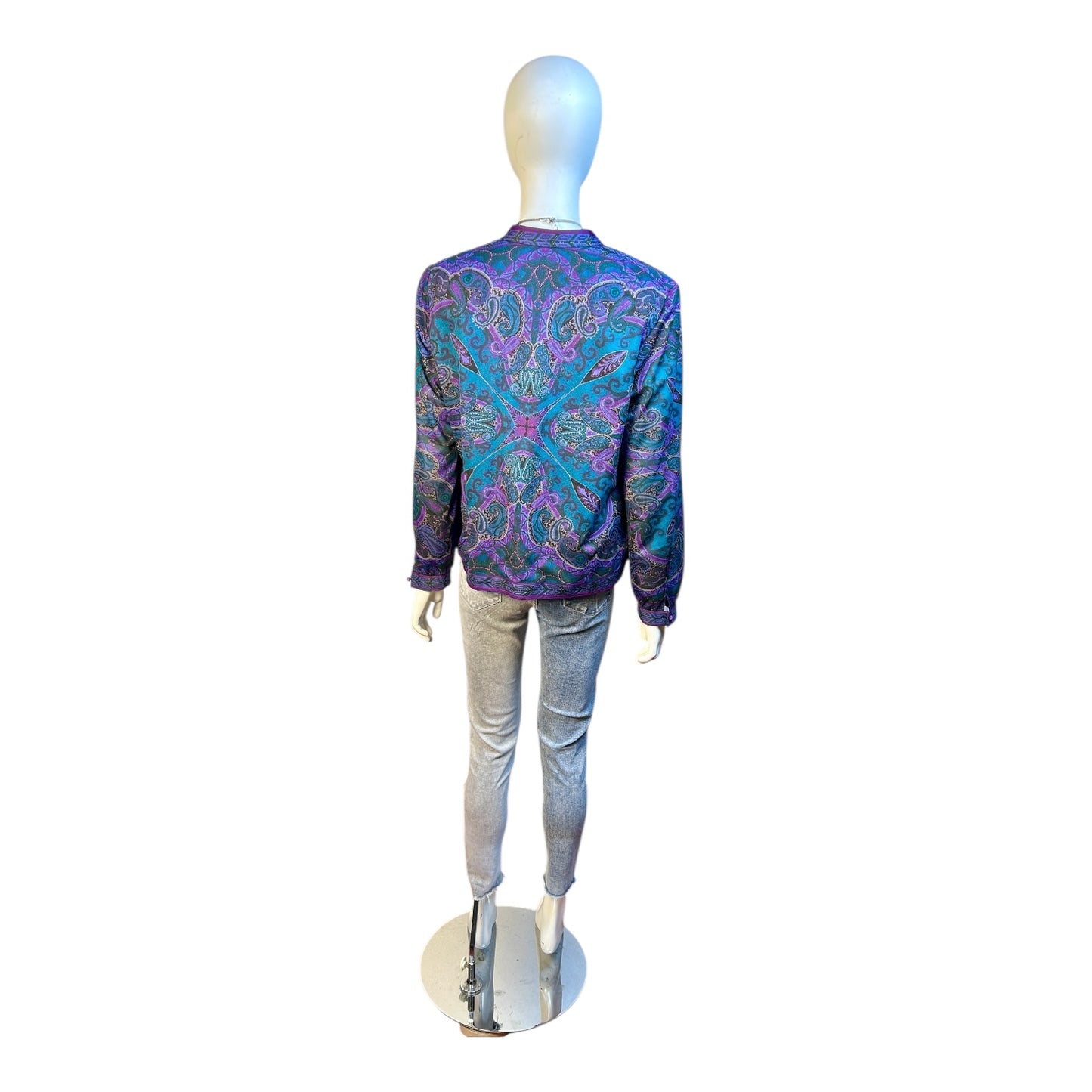 Chaqueta Liviana Estampado Místico en Verde Esmeralda y Violeta