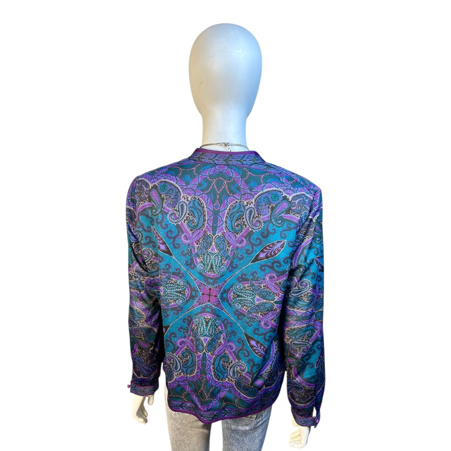 Chaqueta Liviana Estampado Místico en Verde Esmeralda y Violeta