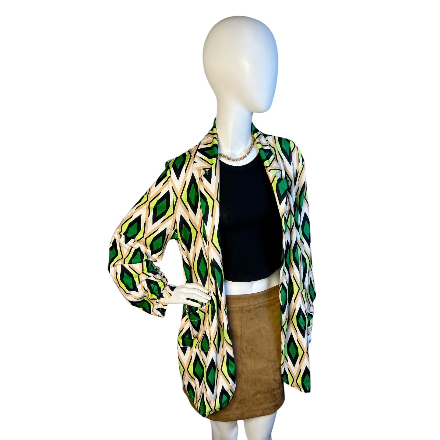 Blazer Estampado Geométrico Verde - Luna Indomita