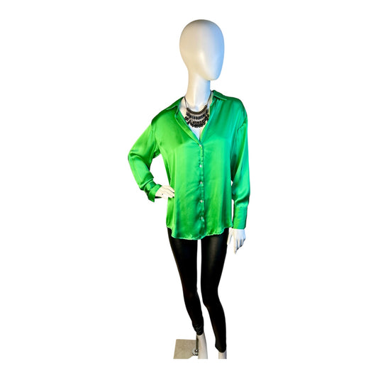 Blusa Satinada Verde Esmeralda - ZARA - Luna Indomita
