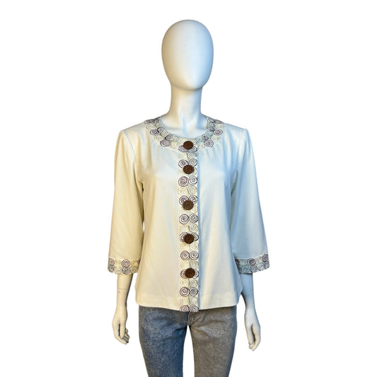 Chaqueta Ligera Étnica con Botones de Madera