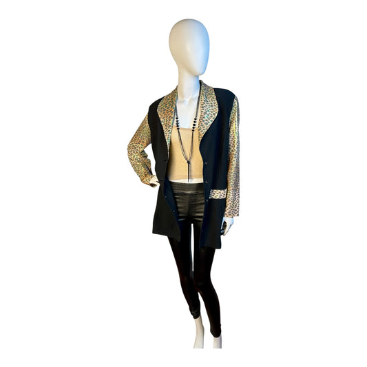 Blazer Negro con Detalles Animal Print Metalizado - Luna Indomita