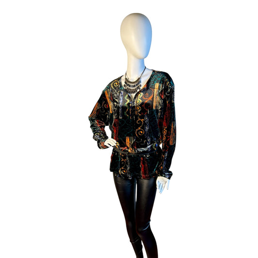 Blusa Terciopelo Geométrico Multicolor - Luna Indomita