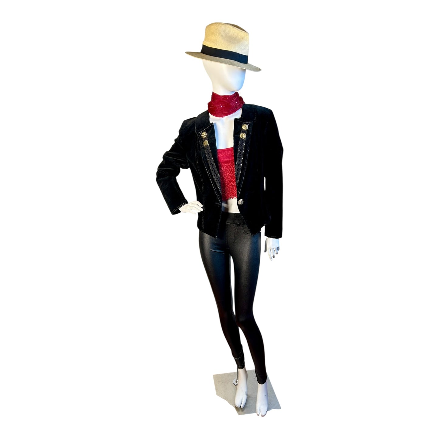 Blazer Corto de Terciopelo Negro con Botones Dorados --> FALTA TALLA#### - Luna Indomita