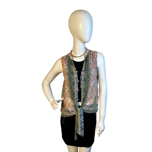 Blusa Estampada Boho con Amarre Frontal - Luna Indomita