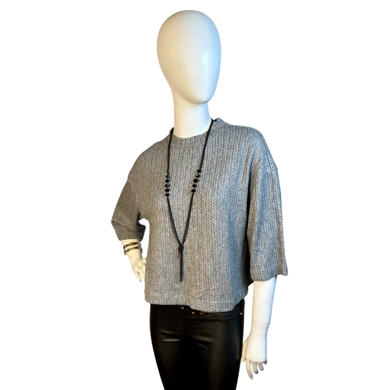 Suéter Gris Texturizado - Mango - Luna Indomita