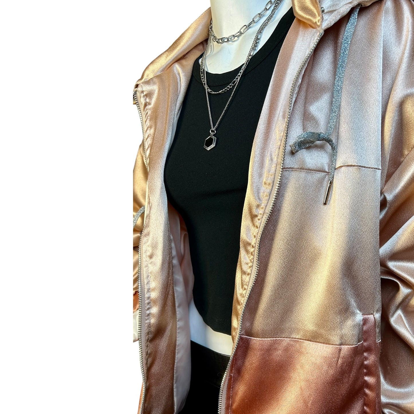 Chaqueta Satinada Bicolor con Capucha - Luna Indomita