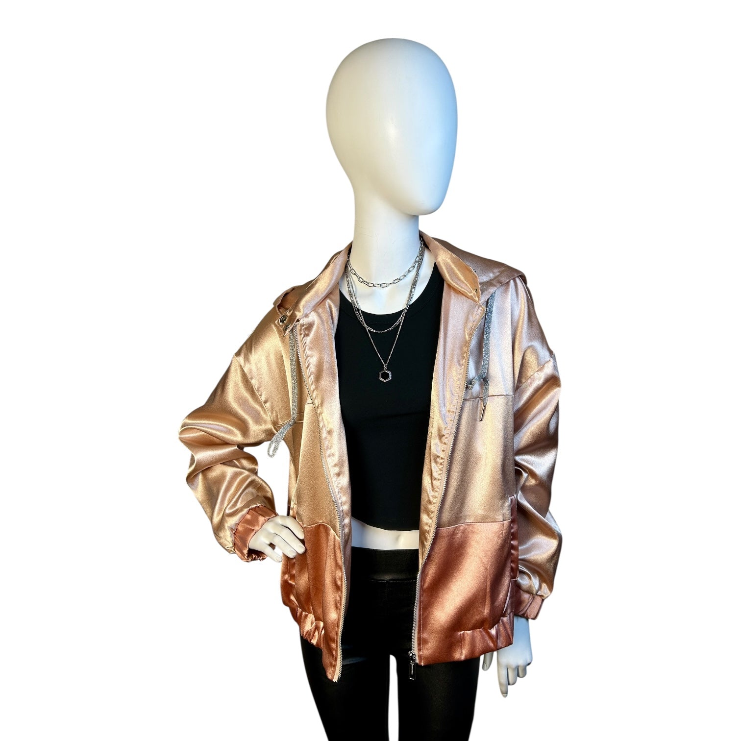 Chaqueta Satinada Bicolor con Capucha - Luna Indomita