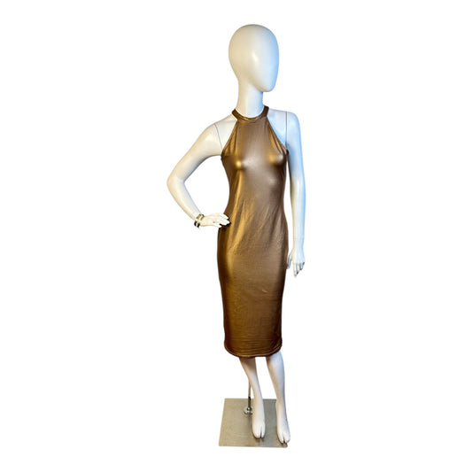 Vestido Midi Metalizado Bronce
