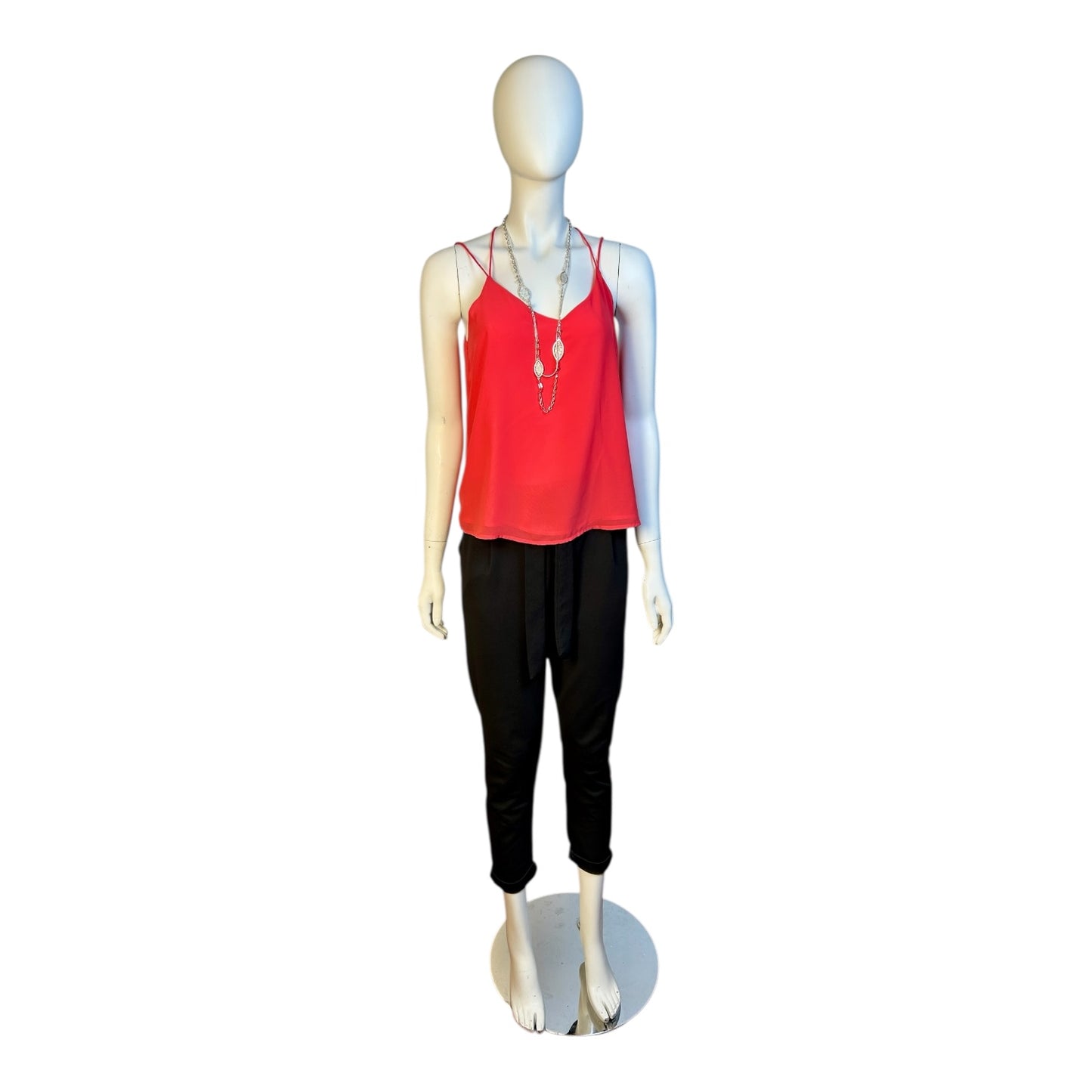 Pantalón Negro con Lazo y Dobladillo