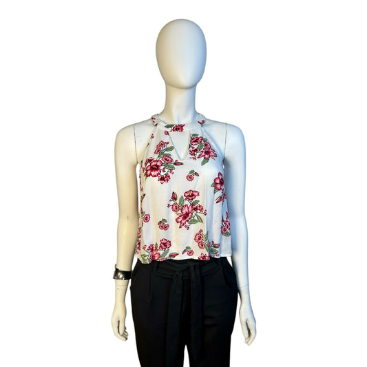 Polera Halter Floral con Escote Keyhole