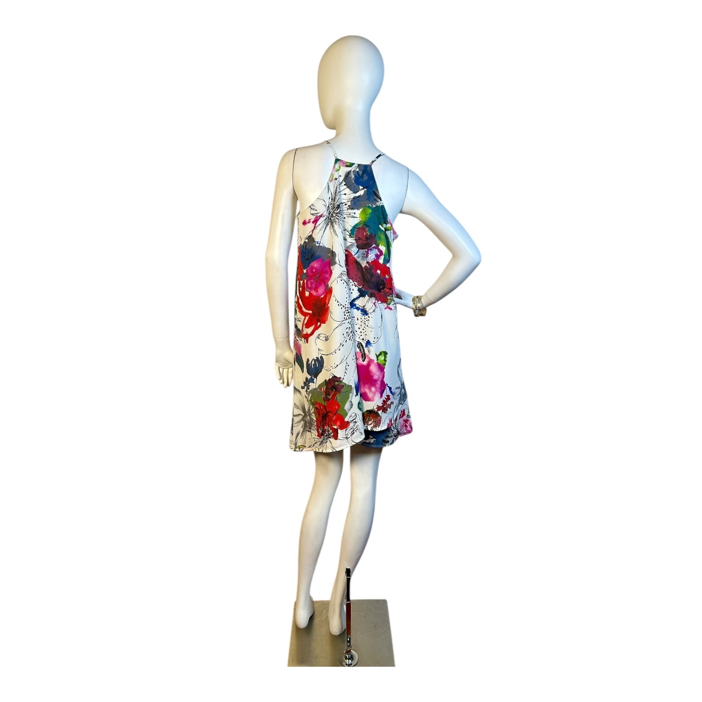 Vestido Mini de Tirantes con Estampado Floral Abstracto