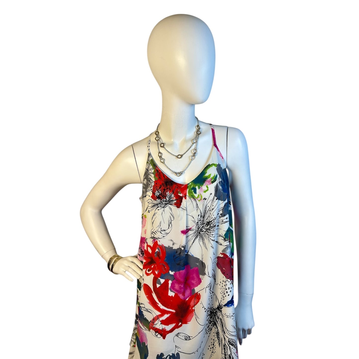 Vestido Mini de Tirantes con Estampado Floral Abstracto