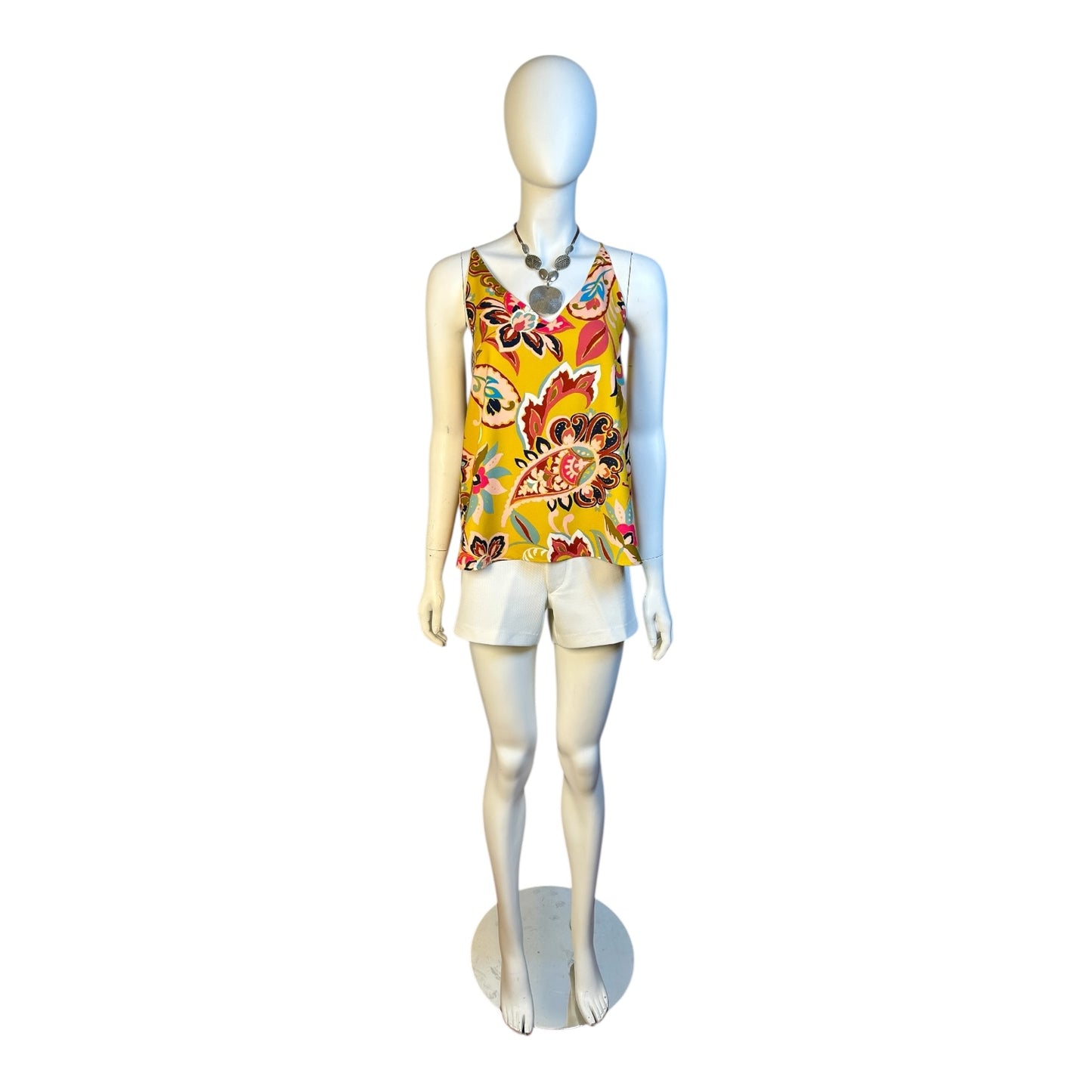 Polera Floral Tropical Mostaza
