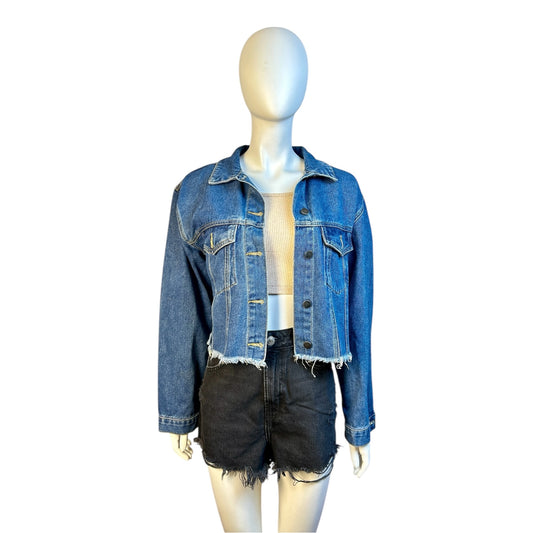 Campera Denim Cropped con Intervención Galáctica