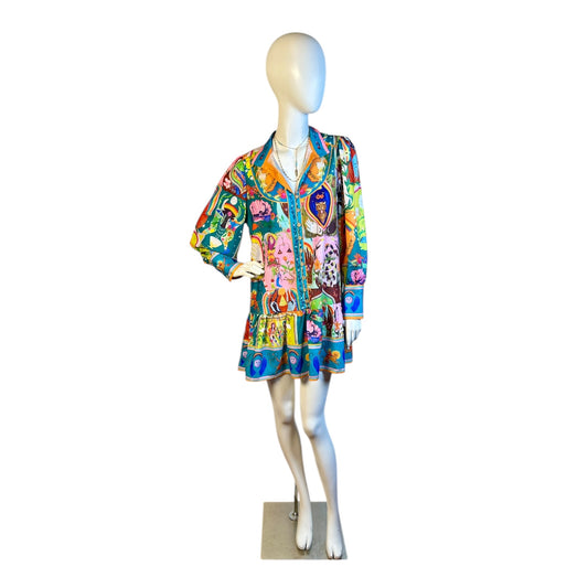 Vestido Camisero Psicodélico Ilustrado