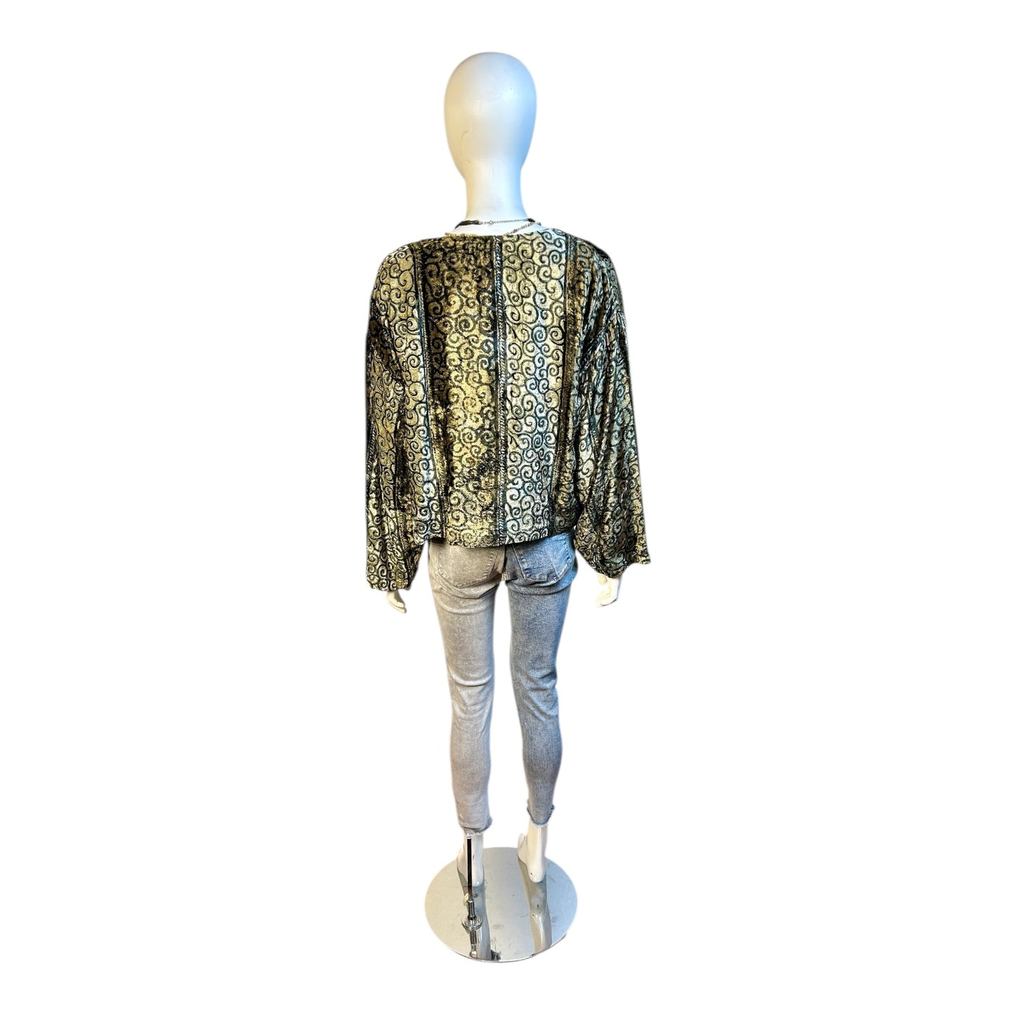 Chaqueta Terciopelo Barroca Verde Olivo con Brillos y Cordones