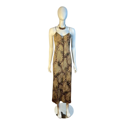 Vestido Slip Largo Estampado Animal Print