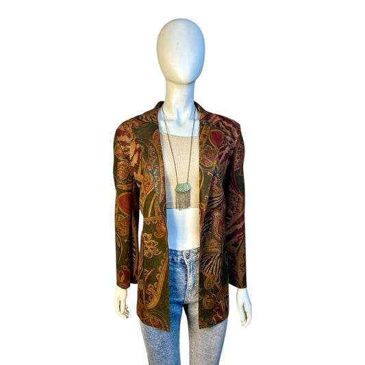 Blazer Estilo Tapestry en Tonos Tierra y Verde Oliva